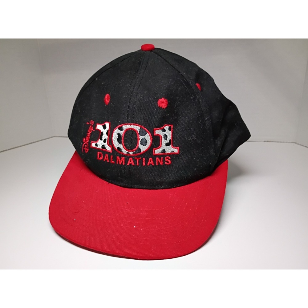 Disney 101 Dalmatians Hat Cap Snap Back Adult One Size Black Red Cotton Poly